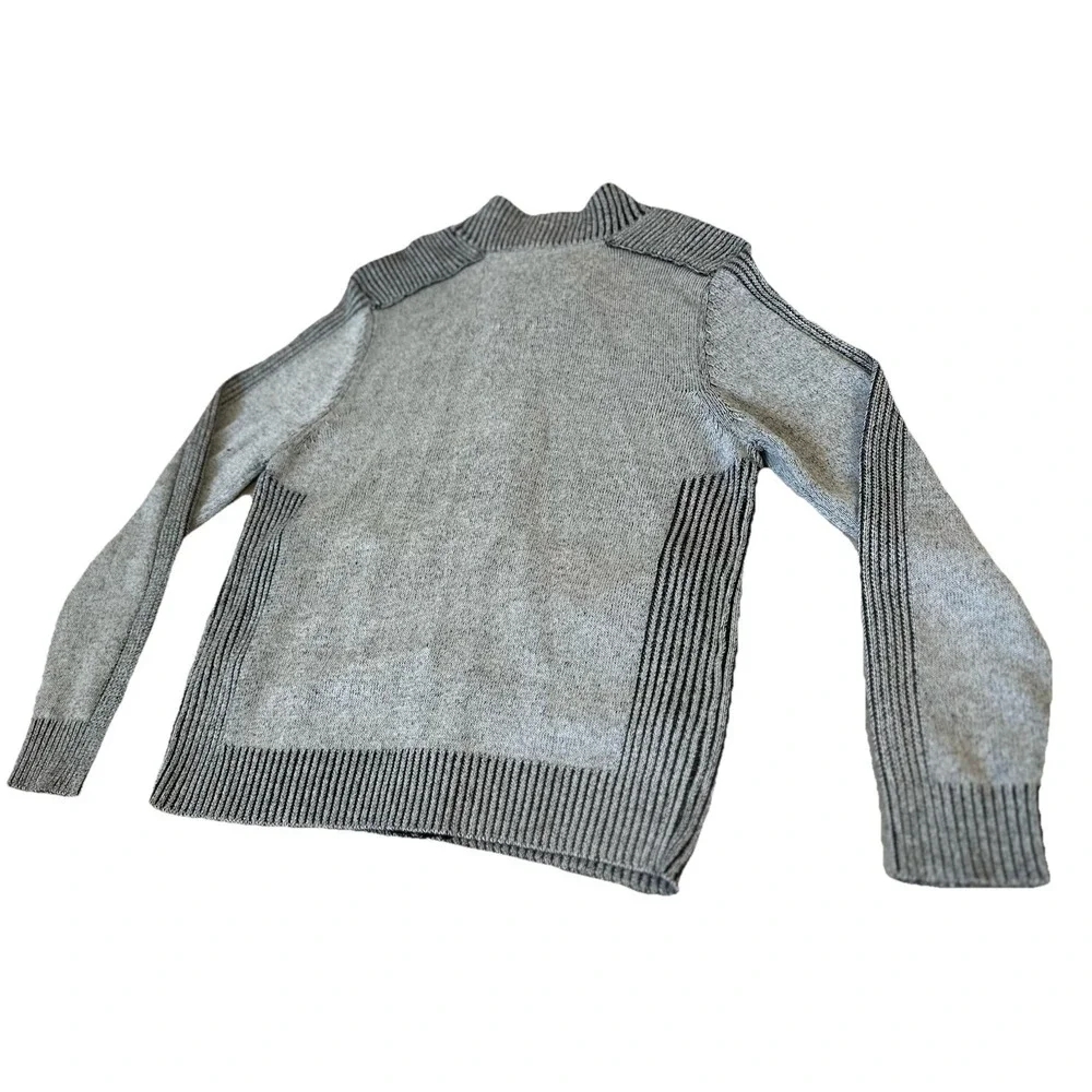 NWT Ethanol‎ Zip Up Ribbed Stretchy Sweater Men's Black & Gray Size XL